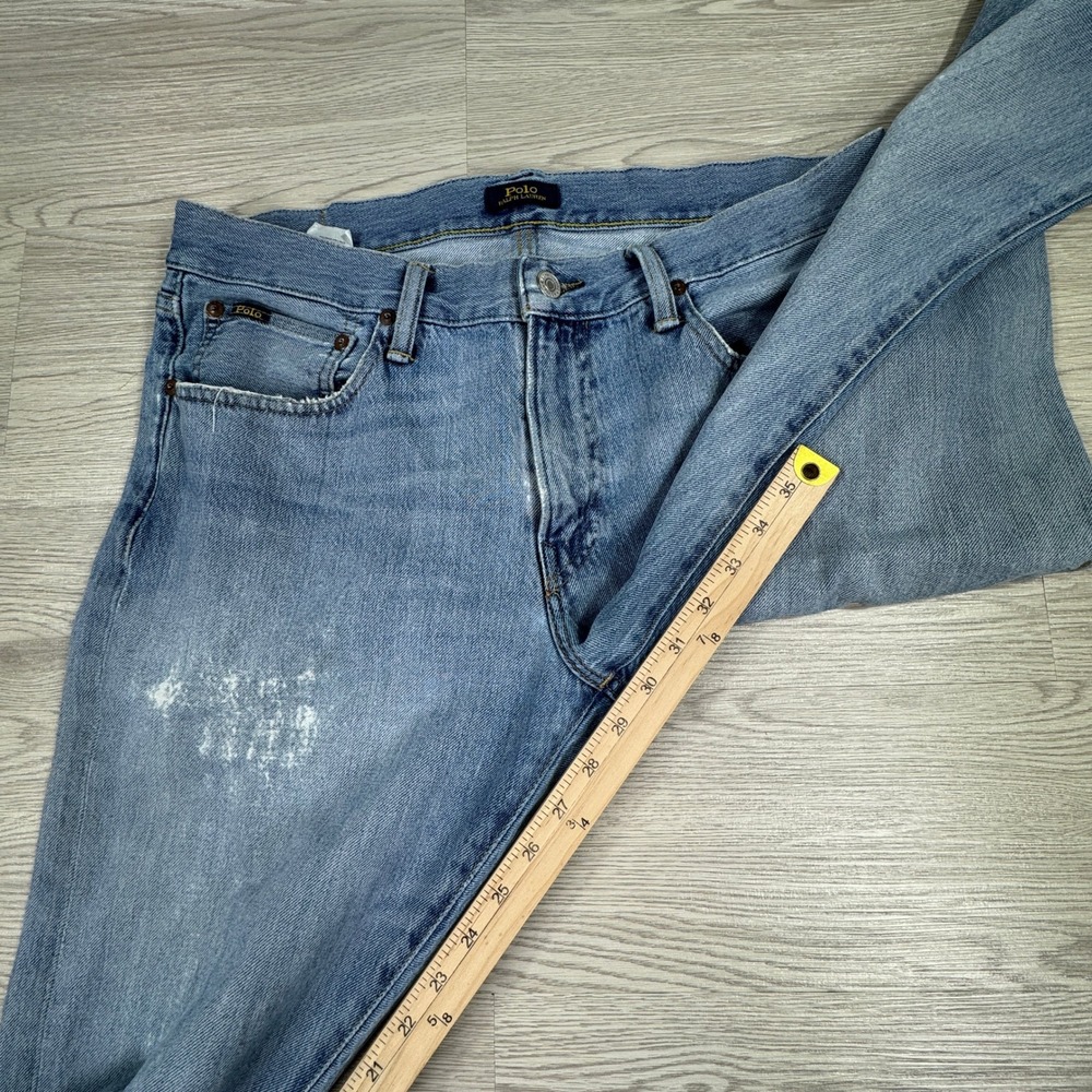 Polo Ralph Lauren Men's Jeans Straight Distressed Blue 34x30 Denim Stretch - Picture 4 of 9